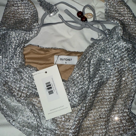 OUTCAST KAJA MINI DRESS SILVER (1PIECE) Silver Sequin Halter Dress - Picture 4 of 6